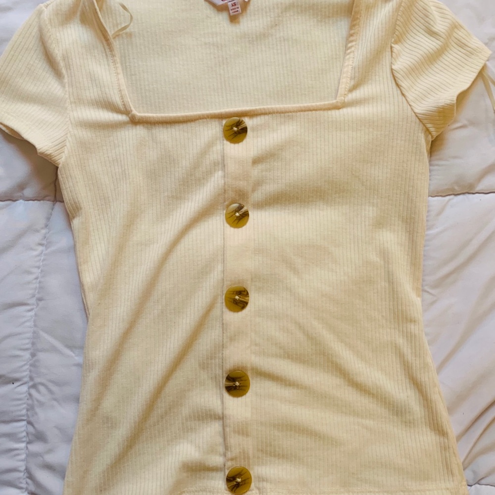 Cream button down short sleeve